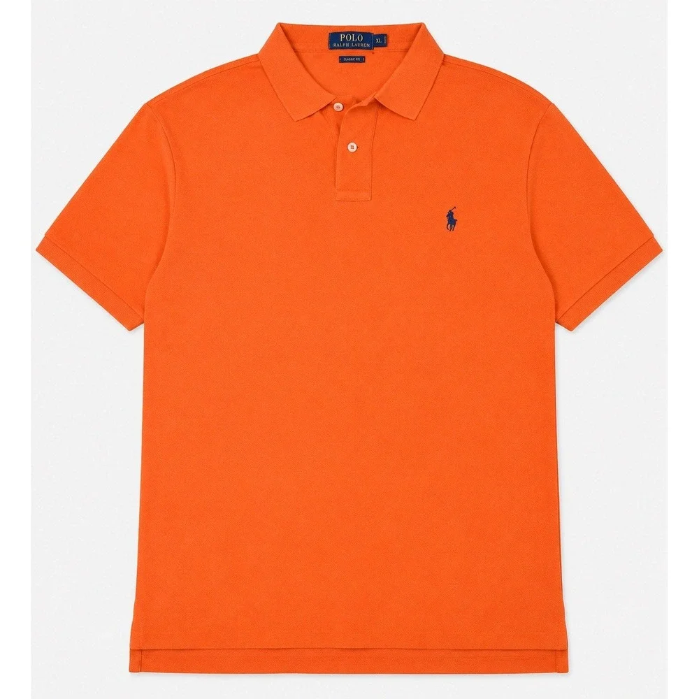 Polo Ralph Lauren Mens XL Orange Classic Fit Pony Logo Pique Polo Shirt